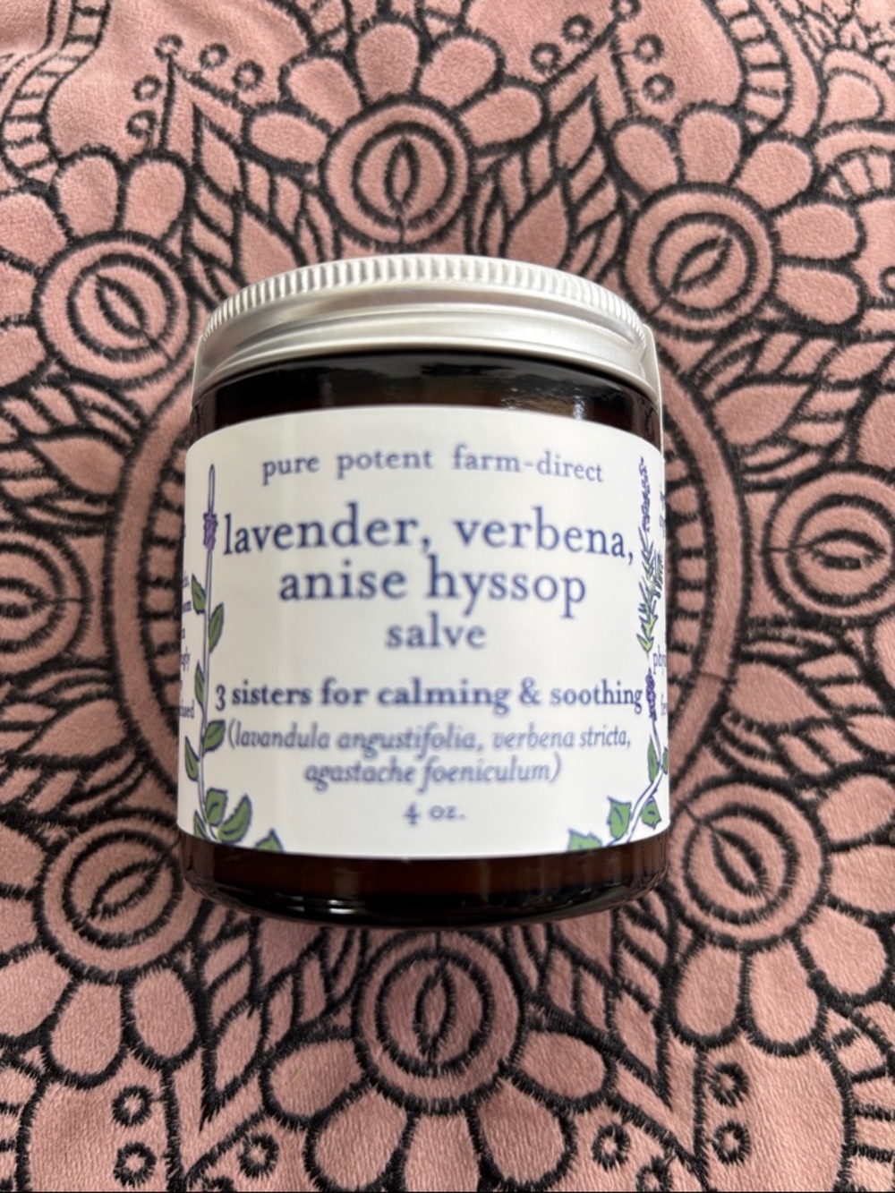 Lavender 3 Sisters Vervain Hyssop Herbal Salve - Purple & Silver